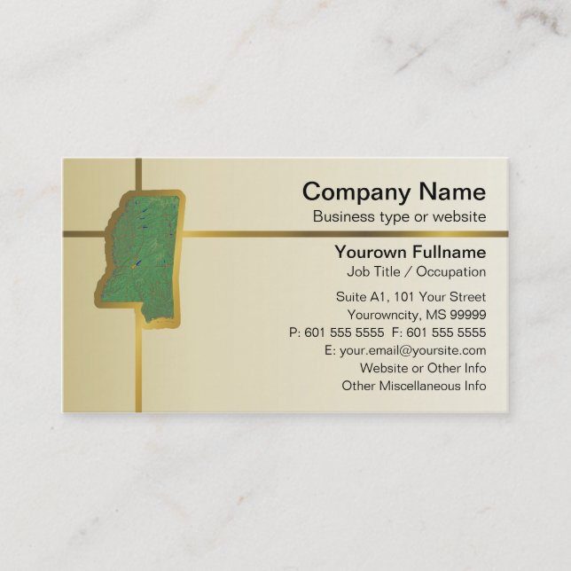 Carte de visite de la carte du Mississippi (Devant)