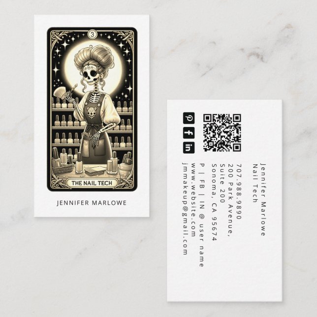 Carte de visite de la carte Tarot Tech à ongle gra (Devant / Derrière)