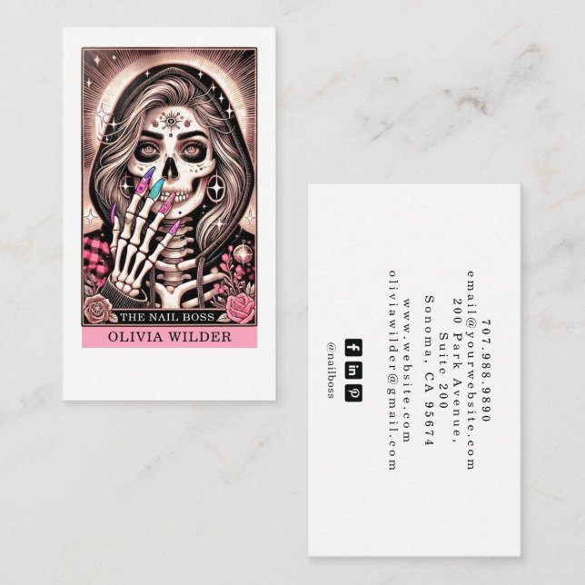 Carte de visite de la carte Tarot Tech Nail (Devant / Derrière)