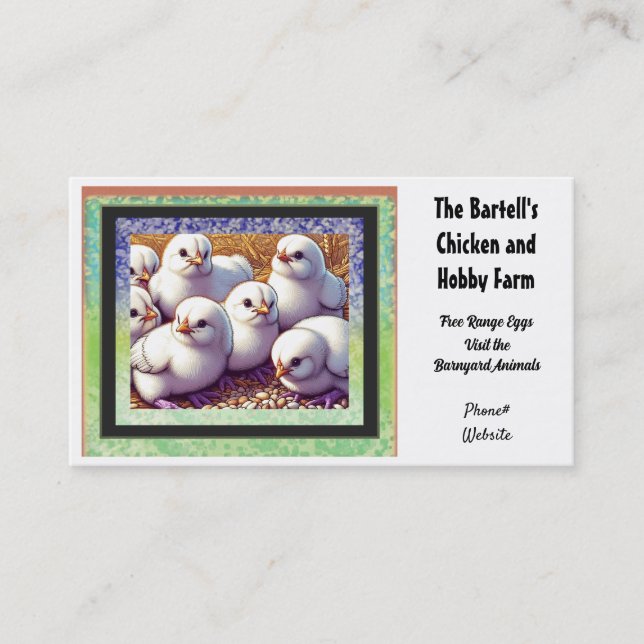 Carte de visite de la ferme de poulet et de loisir (Devant)