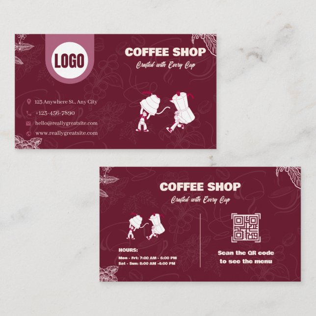 Carte de visite de la Maroon Coffee Shop (Devant / Derrière)