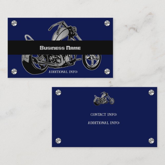 Carte de visite de la moto noir et bleu (Devant / Derrière)