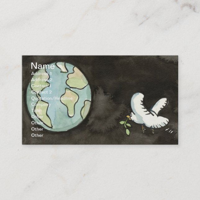 Carte de visite de la paix sur Terre (Devant)