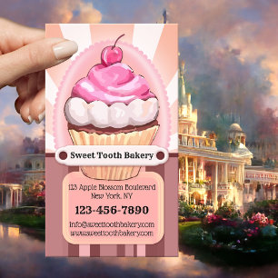 Carte de visite de la pâtisserie Cupcake sucrée mi