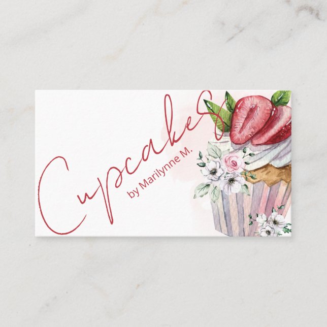 Carte de visite de la pâtisserie Cupcakes Watercol (Devant)