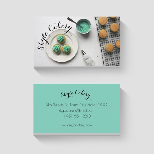 Carte de visite de la pâtisserie Green Cupcakes (Créateur téléchargé)