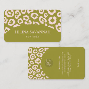 Carte de visite de la peau de Cheetah vert olive