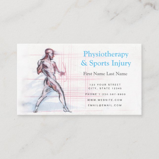 Carte de visite de la physiothérapie et des blessu (Devant)