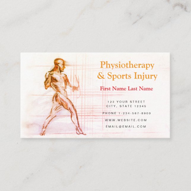 Carte de visite de la physiothérapie et des blessu (Devant)