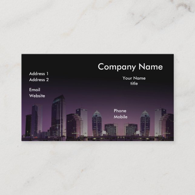 Carte de visite de la ville de nuit. (Devant)