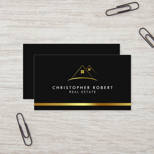 Carte de visite de l'agence immobilière avec logo  (Devant/Arrière en situation)