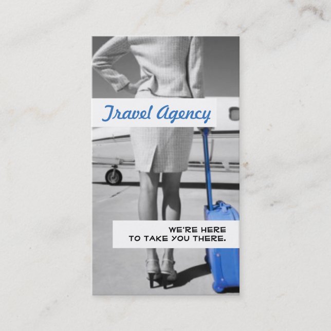 Carte de visite de l'agent de voyage bleu moderne (Devant)