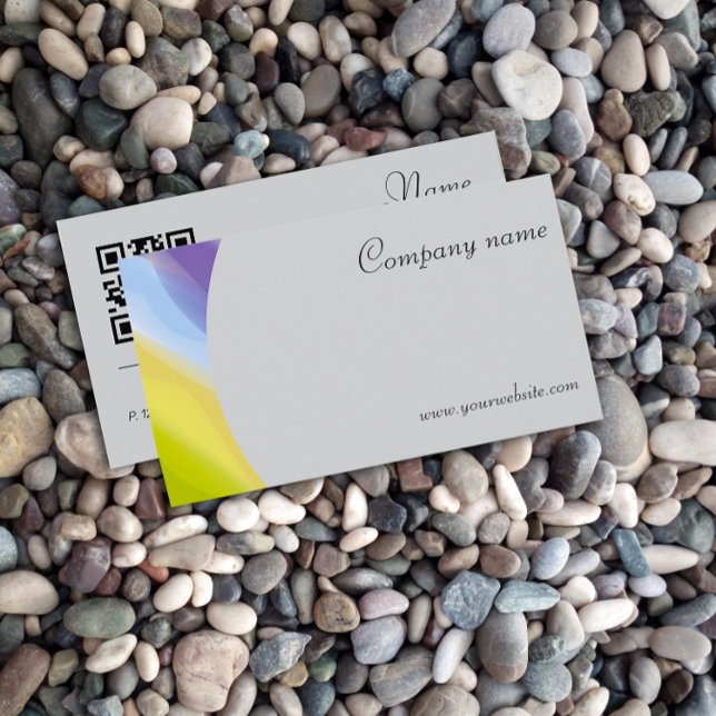 Carte de visite de lavande gris QR abstrait minima (Créateur téléchargé)
