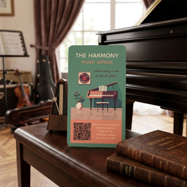 Carte de visite de l'école de musique élégante ave (Créateur téléchargé)