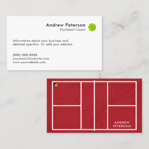 Carte de visite de l'entraîneur de Pickleball Red 