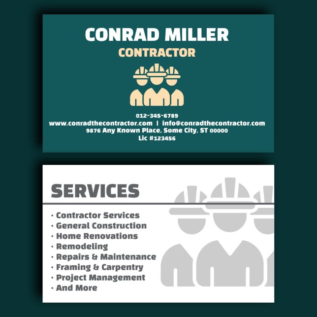 Carte de visite de l'entrepreneur général Corporat (Créateur téléchargé)