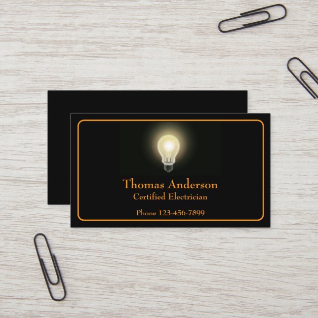 Carte de visite de l'entreprise d'électricien (Devant/Arrière en situation)