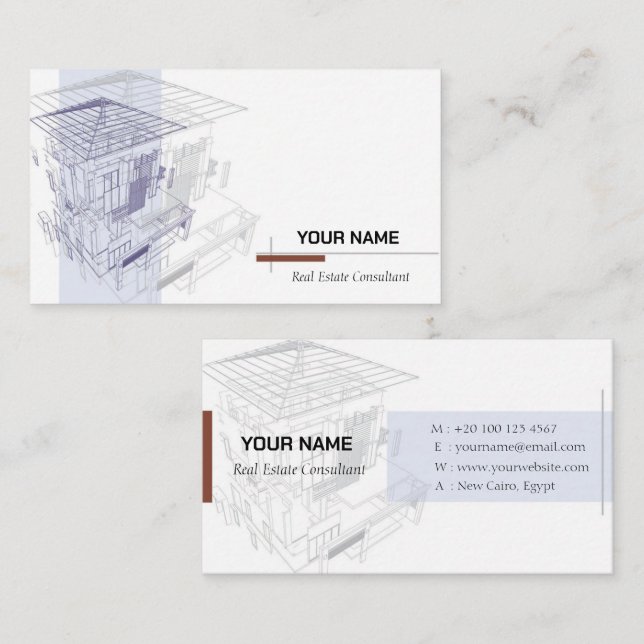 Carte de visite de l'immobilier d'architecture mod (Devant / Derrière)