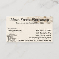 Carte de visite de liste de médicament de