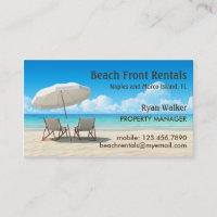 Carte de visite de locations de Chambre de plage