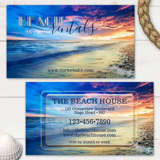Carte de visite de locations de plage colorée