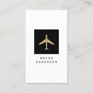 Carte de visite de logo d'avion de couleur d'or
