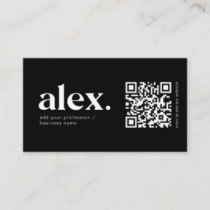 Carte de visite de logo de code QR noir et blanc m