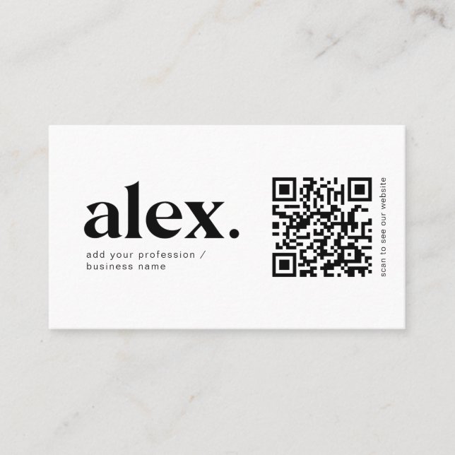 Carte de visite de logo de code QR noir et blanc m (Devant)