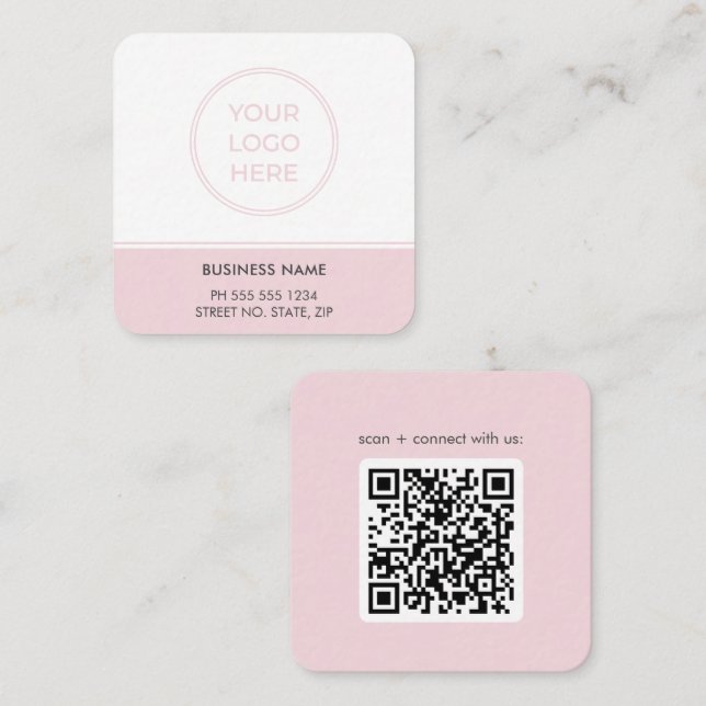 Carte de visite de logo de code QR rose moderne (Devant / Derrière)