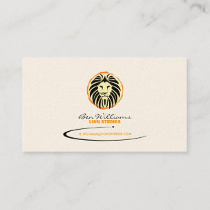 Carte de visite de logo de lion (contexte de Sun)