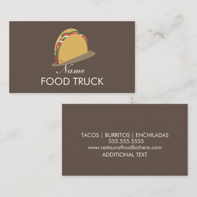 Carte de visite de logo de tacos de camion de nour (Devant / Derrière)