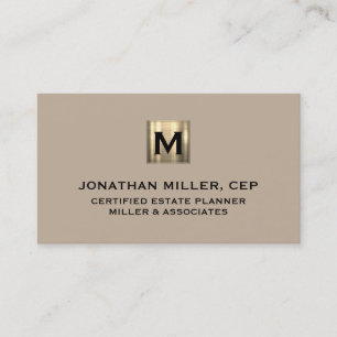 Carte de visite de logo initial de luxe beige