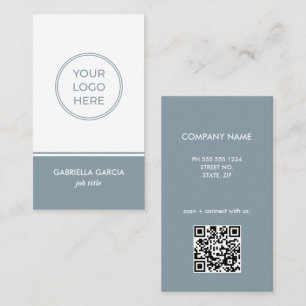 Carte de visite de logo QR à balayage bleu moderne