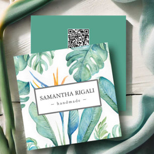 Carte de visite de logo Tropical Flower fait main