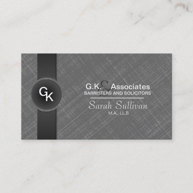 Carte de visite de loi - monogramme noir gris (Devant)