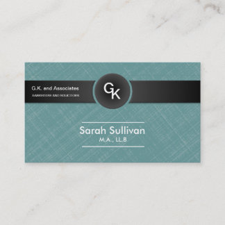 Carte de visite de loi - monogramme noir turquoise