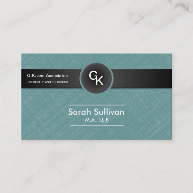 Carte de visite de loi - monogramme noir turquoise (Devant)