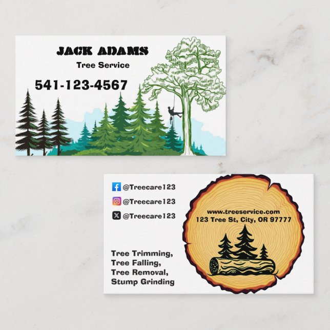 Carte de visite de Lumberjack Tree Service (Devant / Derrière)