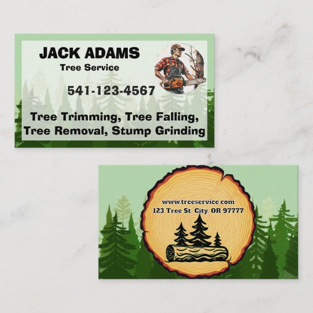 Carte de visite de Lumberjack Tree Service (Devant / Derrière)