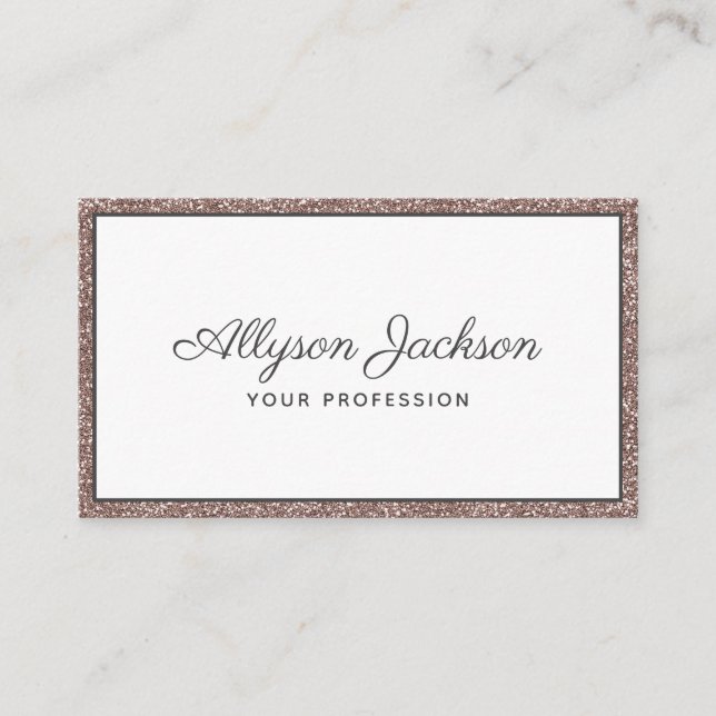 Carte de visite de luxe en script avec paillettes  (Devant)