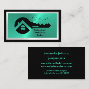 Carte de visite de luxe noir et turquoise pour l'i