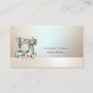 Carte de visite de machine à coudre florale chic