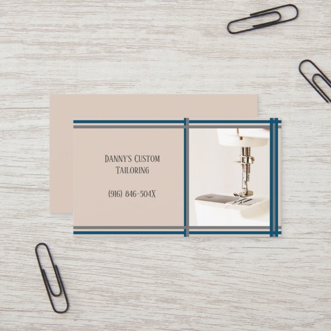Carte de visite de machine à coudre sur mesure (Devant/Arrière en situation)