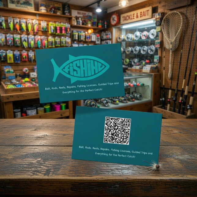 Carte de visite de magasin d'articles de pêche per (Créateur téléchargé)