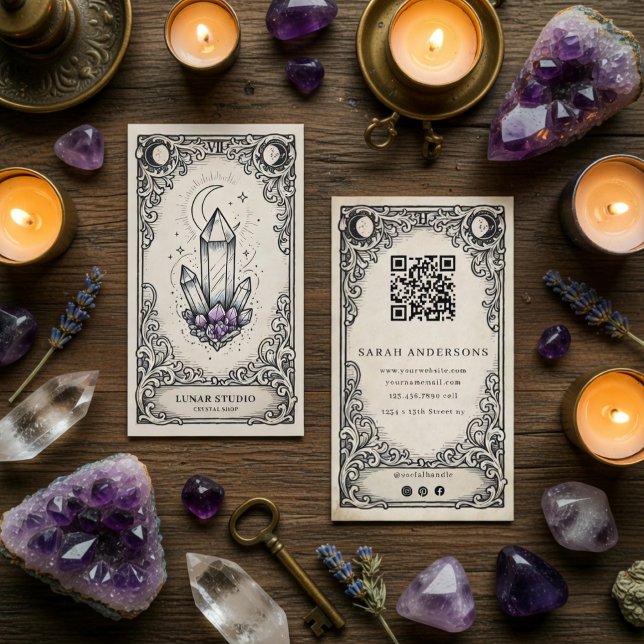 Carte de visite de magasin de cristaux | Céleste v (Créateur téléchargé)