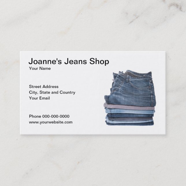 Carte de visite de magasin de jeans (Devant)