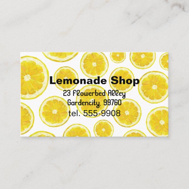 Carte de visite de magasin de limonade. Fruit (Devant)