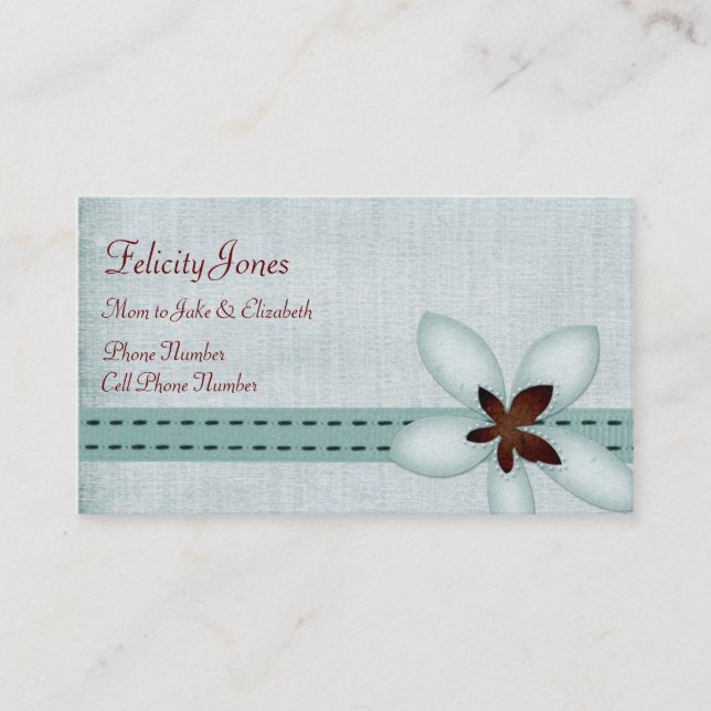 Carte de visite de maman et d'enfant - ruban bleu (Devant)