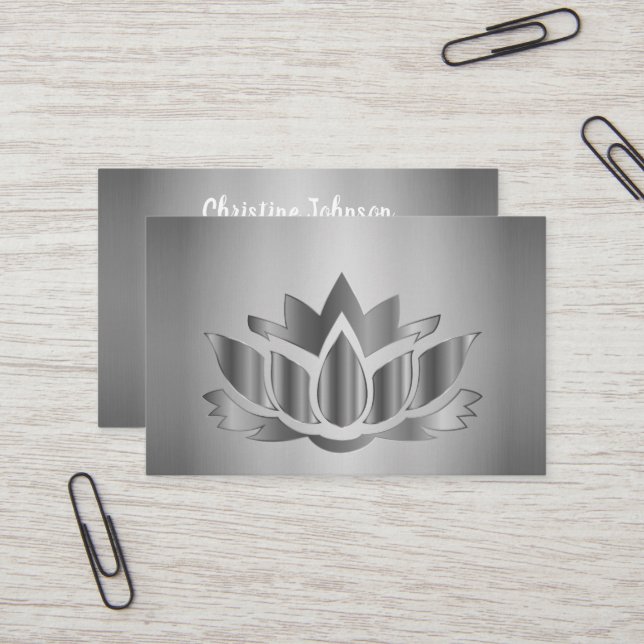 Carte de visite de mandala élégant en argent (Devant/Arrière en situation)
