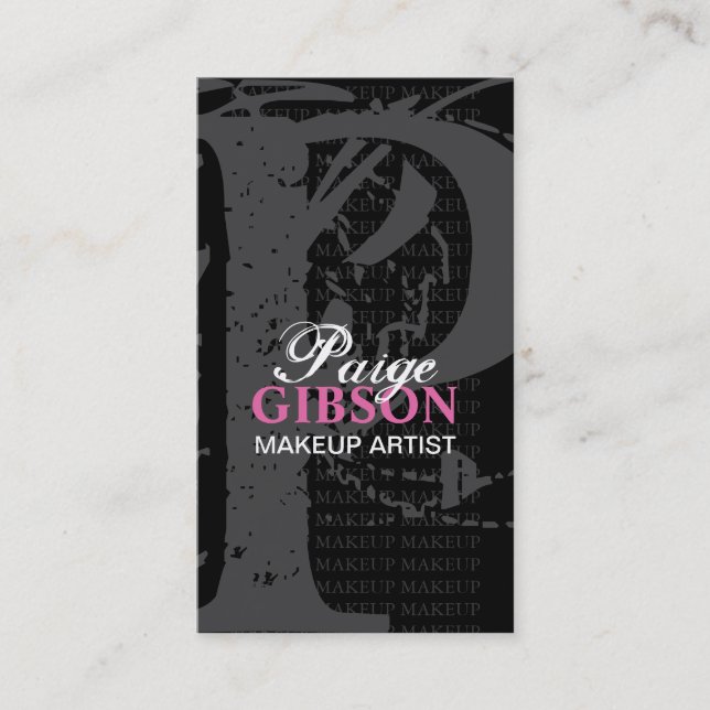 CARTE DE VISITE de MAQUILLEUR du monogramme "P" - (Devant)